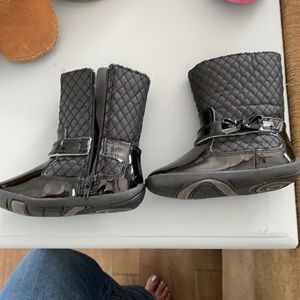 pediped toddler girl black patent booties